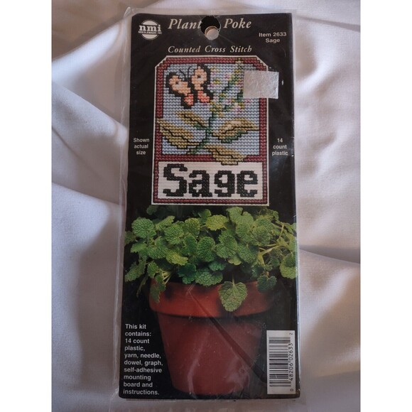 5/$25 Needlepoint Plant & Poke Counted Cross Stitch Sage Plant Marker NOS - Picture 1 of 5